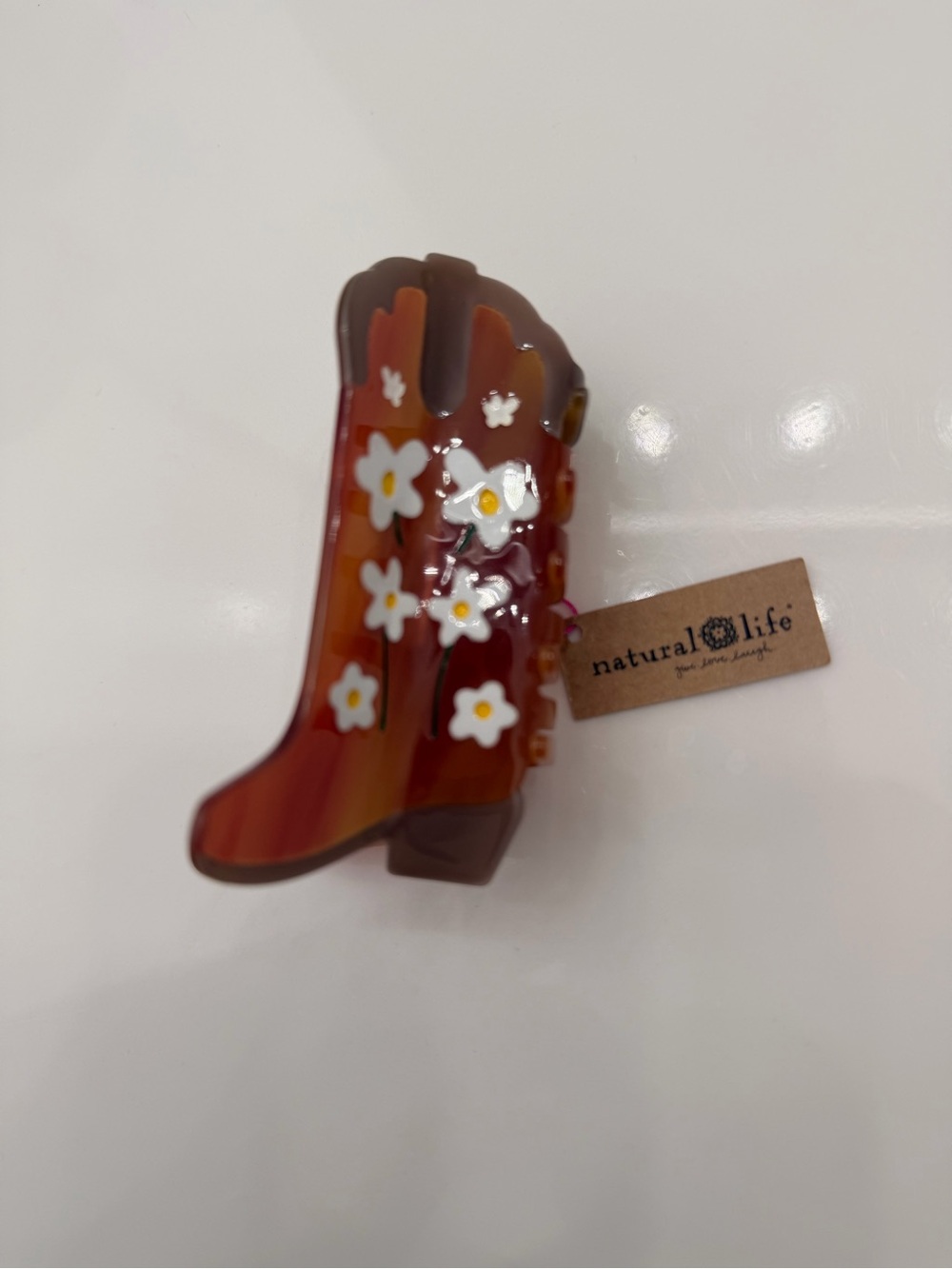 NATURAL LIFE Brown Daisy Cowboy Boot Hair Clip